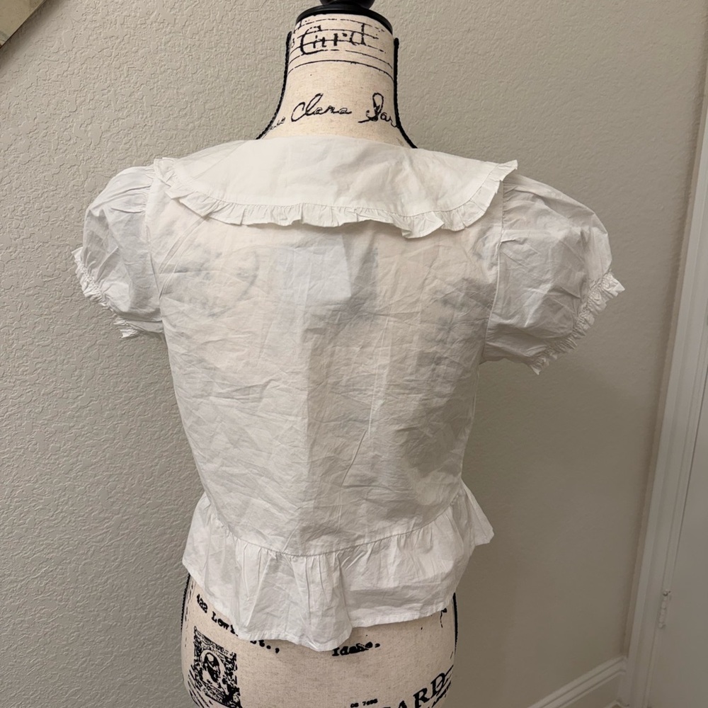 NWT American Eagle White Lace-Up Blouse sz S - Picture 5 of 6